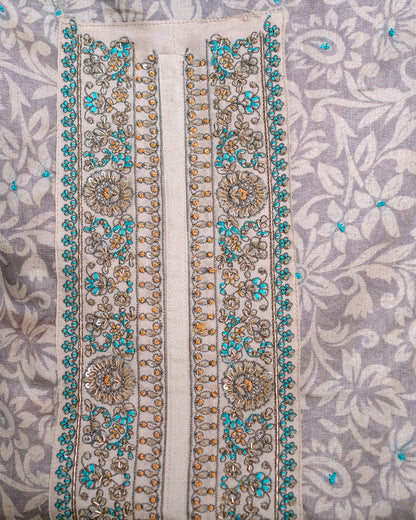 Blue Chanderi Silk Unstitched Suit