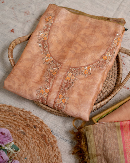 Saffron Chanderi Unstitched Suit