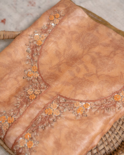 Saffron Chanderi Unstitched Suit