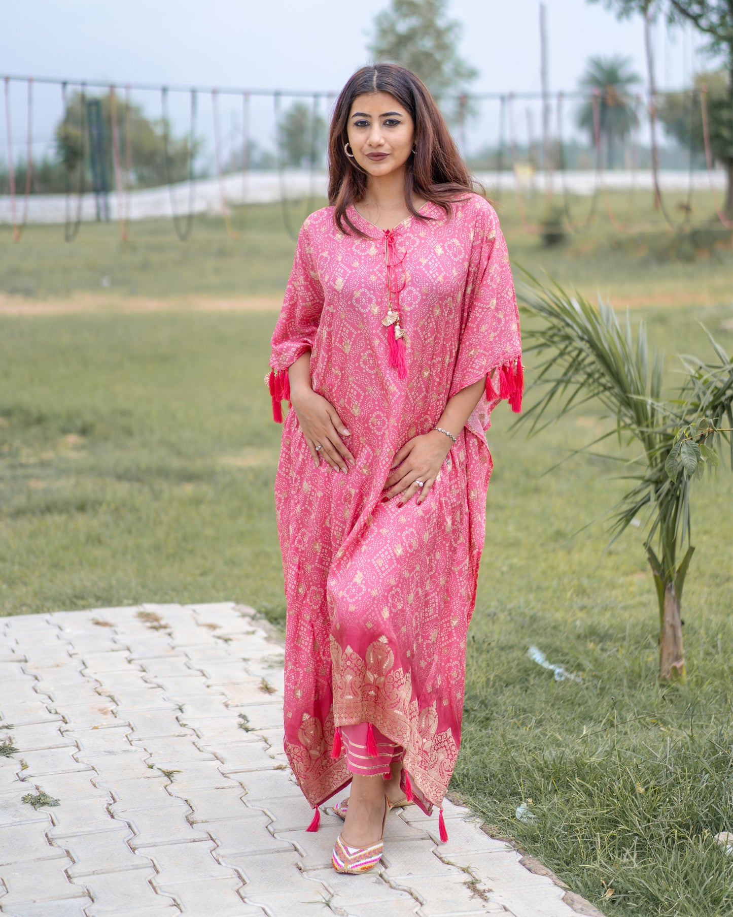 Mahir Pink Kaftan with bottom