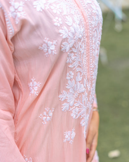 Peach Chikankari Kurti