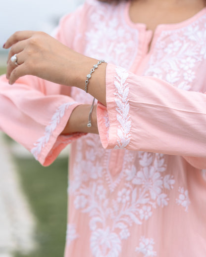 Peach Chikankari Kurti