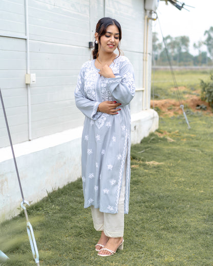 Grey Chikankari Kurti