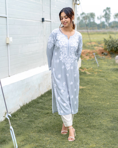 Grey Chikankari Kurti