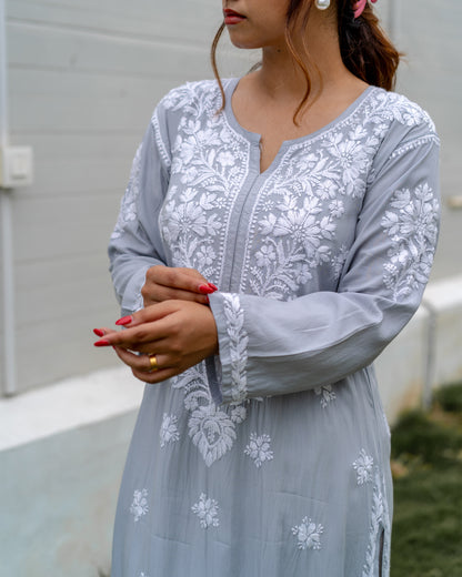 Grey Chikankari Kurti