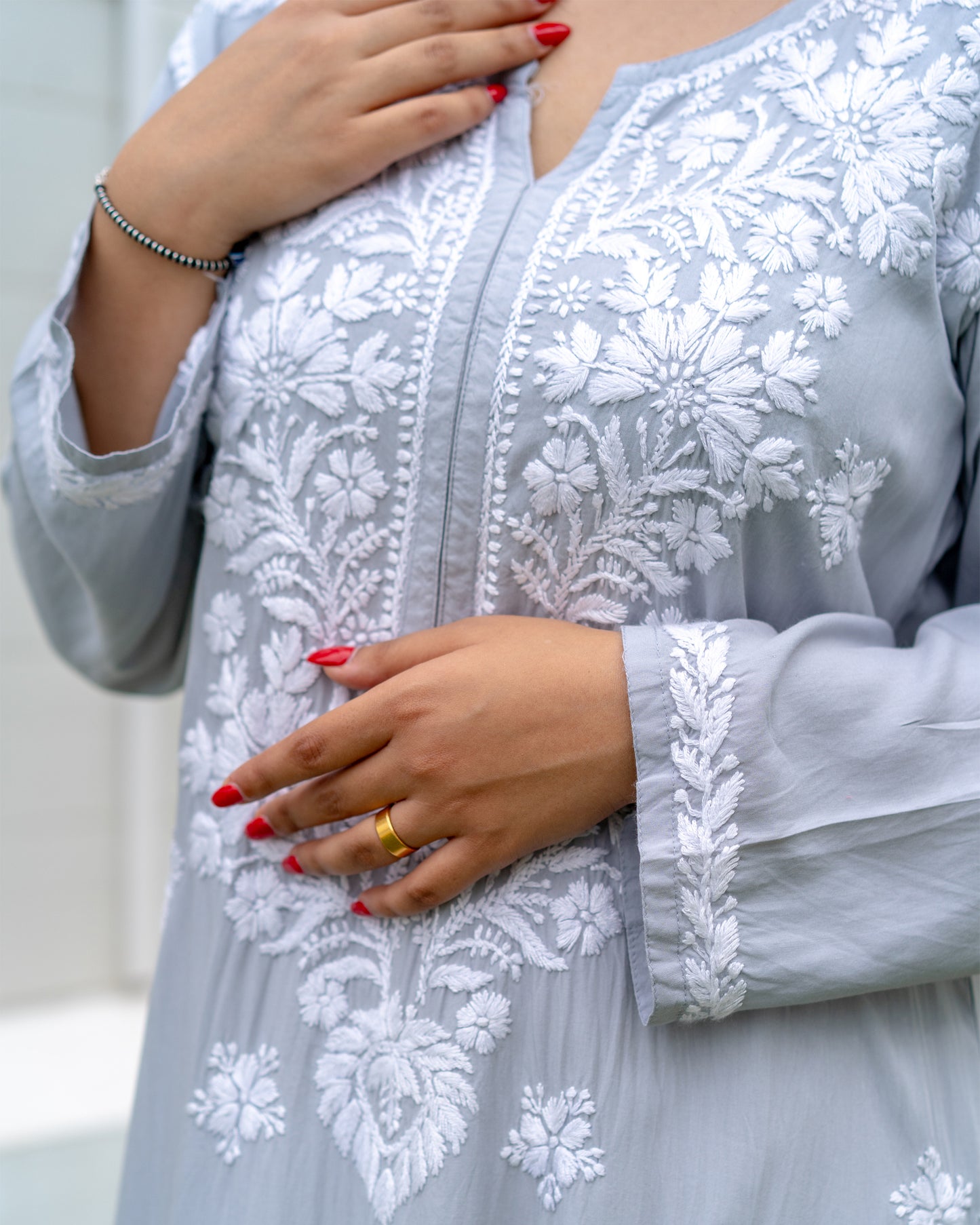 Grey Chikankari Kurti