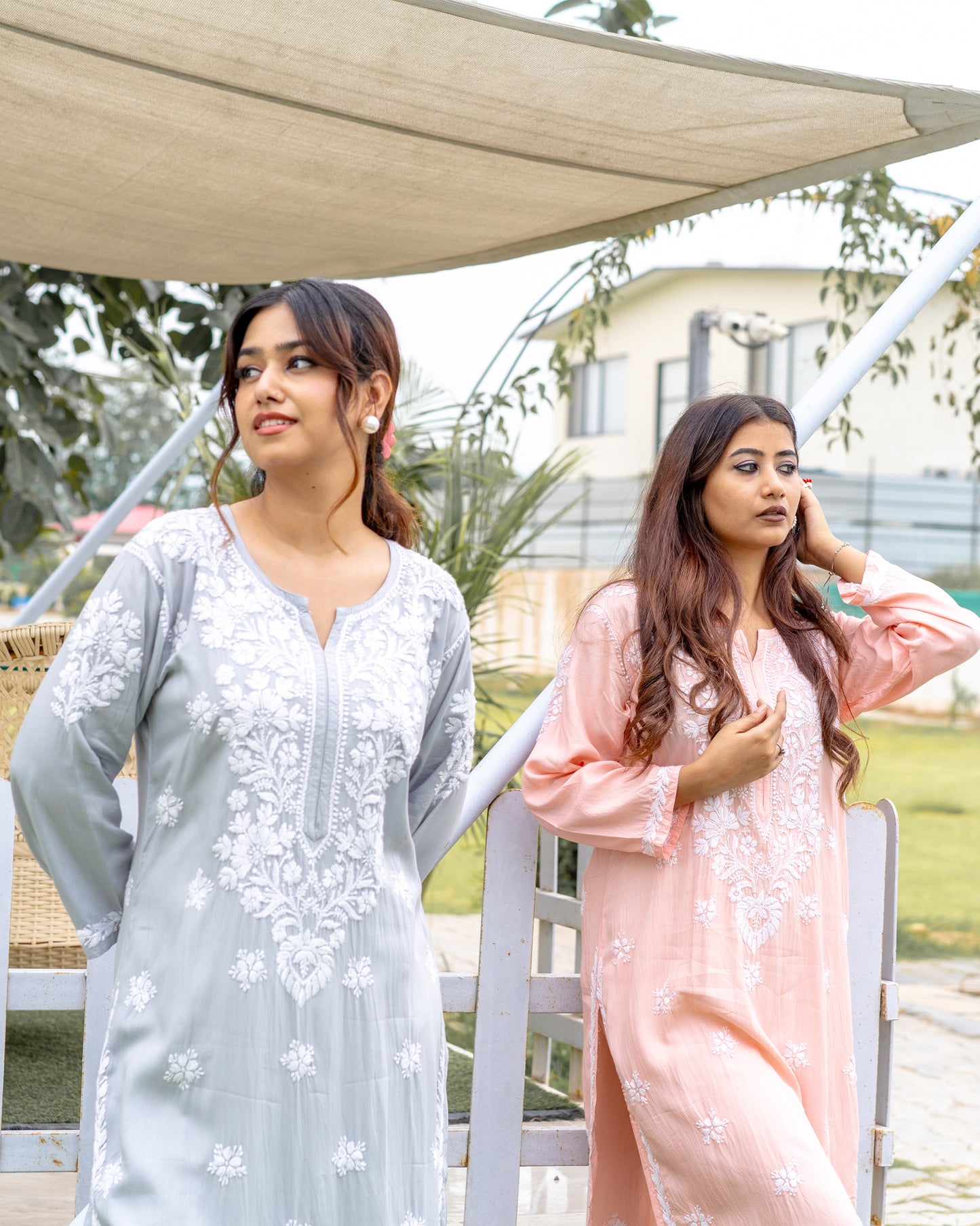 Grey Chikankari Kurti