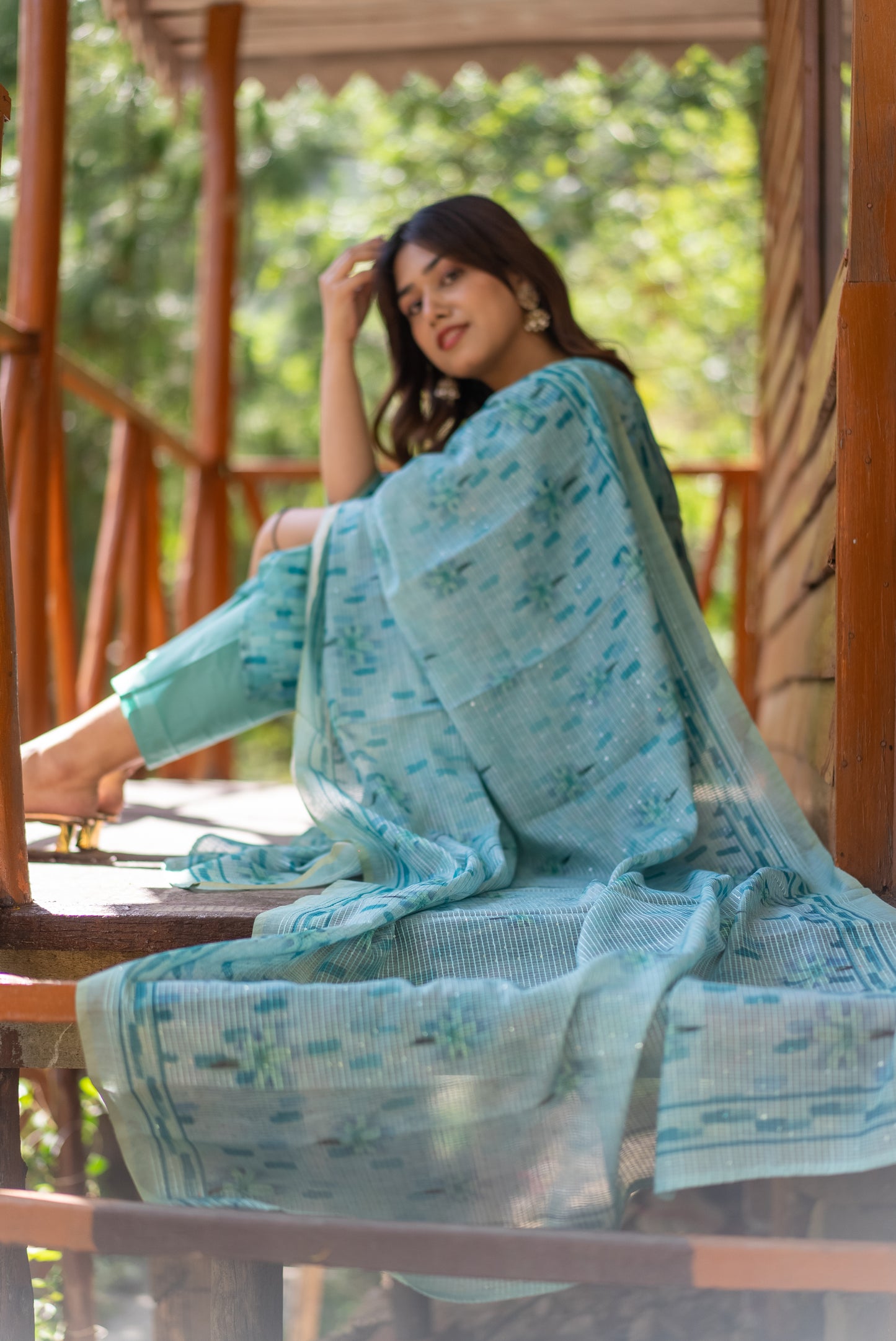 Blue Muslin Kurta pant with Dupatta