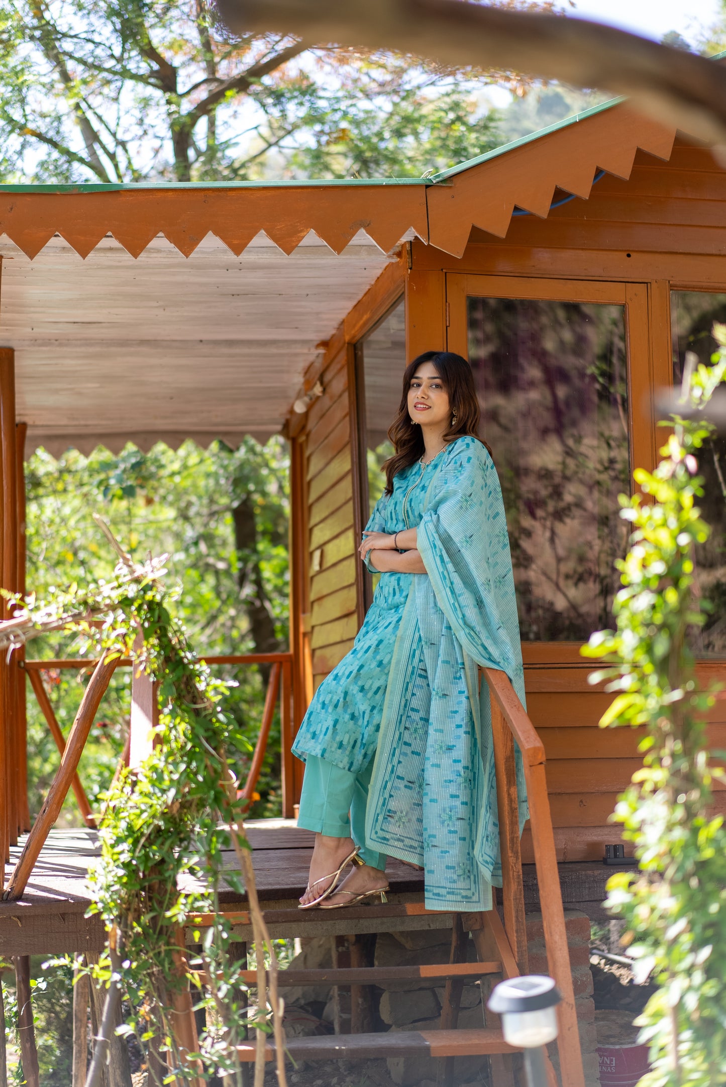 Blue Muslin Kurta pant with Dupatta