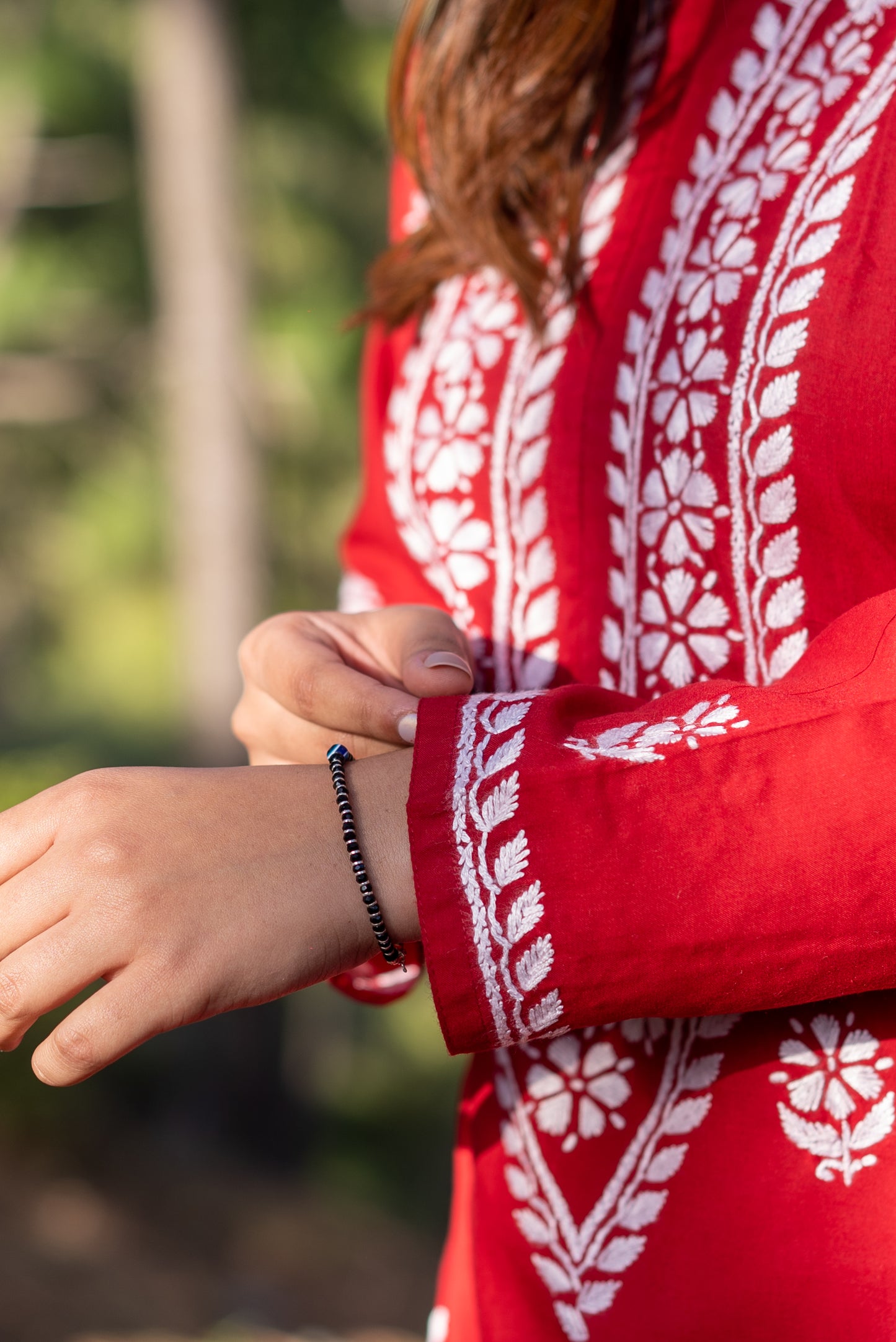 Red Chikankari Kurti