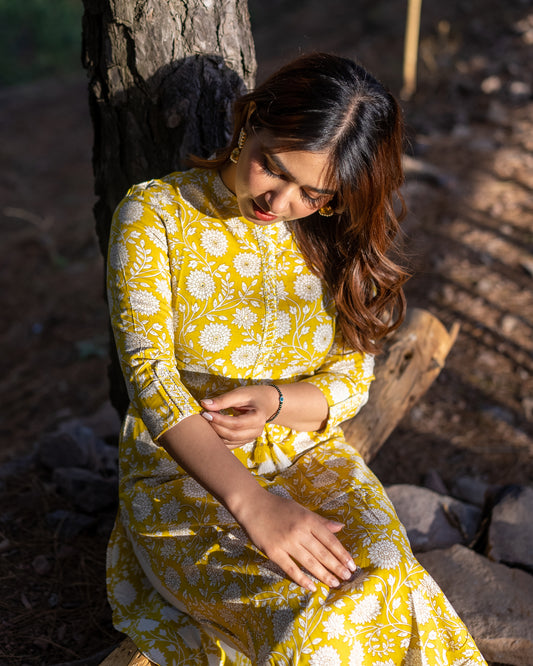 Yellow Floral Kurti