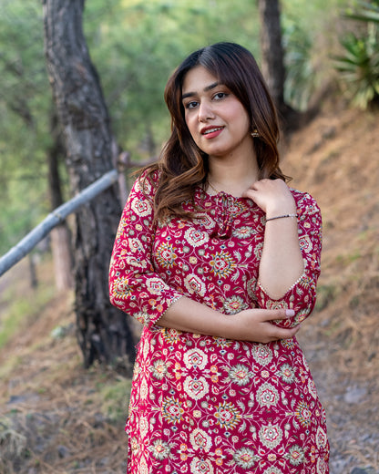 Cotton Red Color Kurti