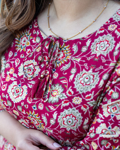 Cotton Red Color Kurti